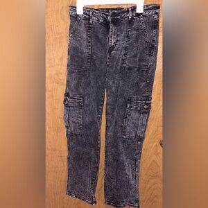 Women’s Washed Black Cargo Pants